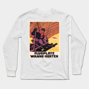 FLUGPLATZ WANNE HERTEN Old German Airplane Vintage Long Sleeve T-Shirt